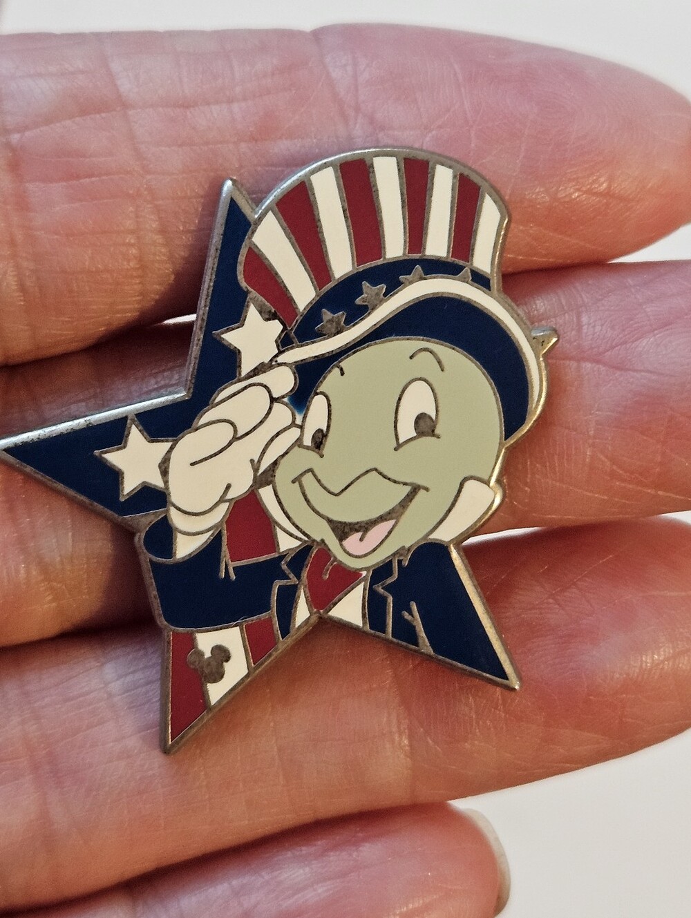 Disney Jiminy Cricket Red White Blue Patriotic Top Hat Hidden Mickey Trading Pin